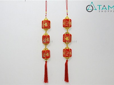 Dây treo tết đèn lồng vải nhung lục giác số 38 (70cm)